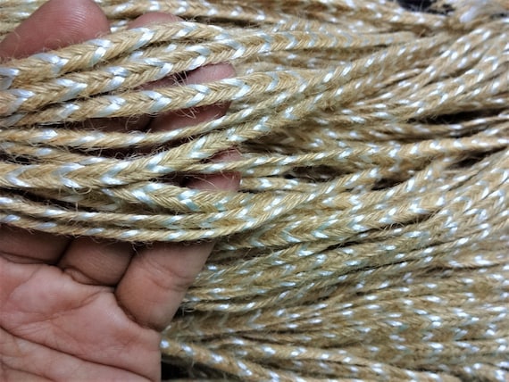 Braided Natural Jute with white Cotto...