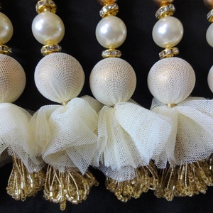 Tassels, Beaded Tassels, Ethnic Tassels, Decorative Tassels, Net Fabric Tassels, Indian Tassels, Bridal Tassels, Sari Latkans - One pair