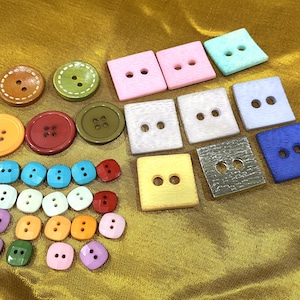 Assorted Multicolor Acrylic Buttons, Various Sizes, Indian Buttons for Crochet and knitted Products, Sewing Buttons, Art and Craft Supplies