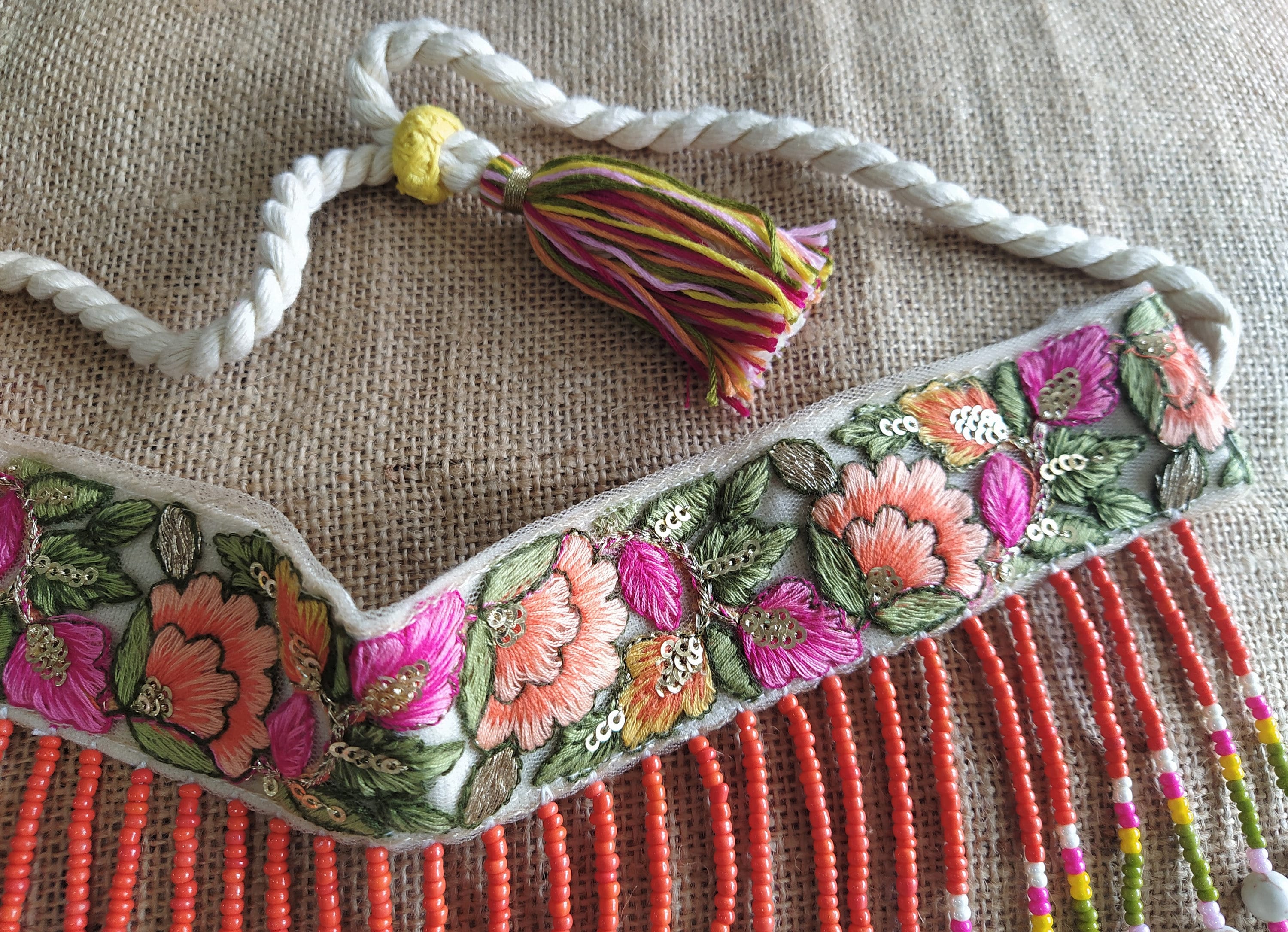 Indian Handmade Fabric Jewelry, Ethnic Tribal Fringe  display picture 2