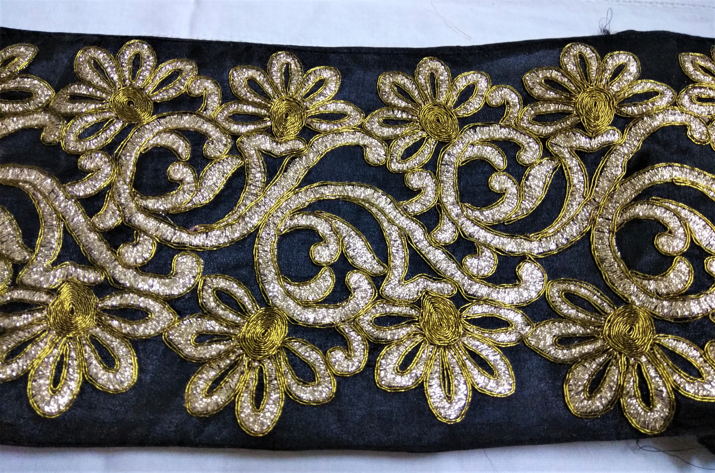 6 Indian Embroidered Lace Broad Zari Trim Craft Etsy