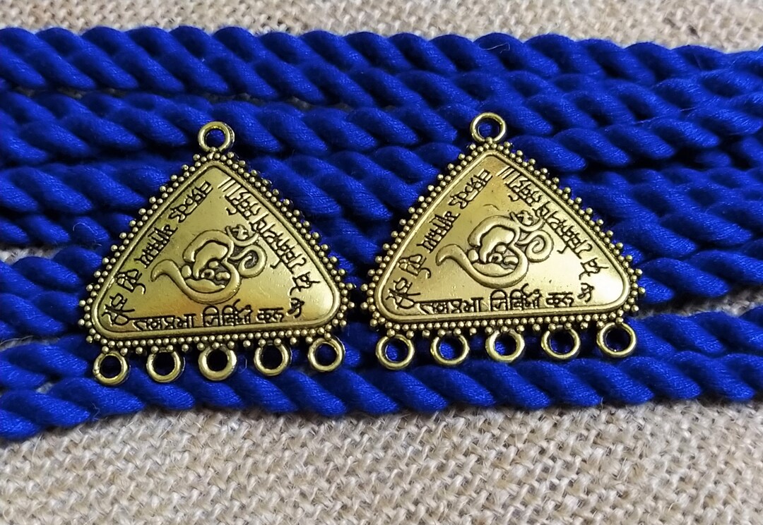 Antique Gold Metal Pendants Ethnic OM Necklace Pendants Etsy
