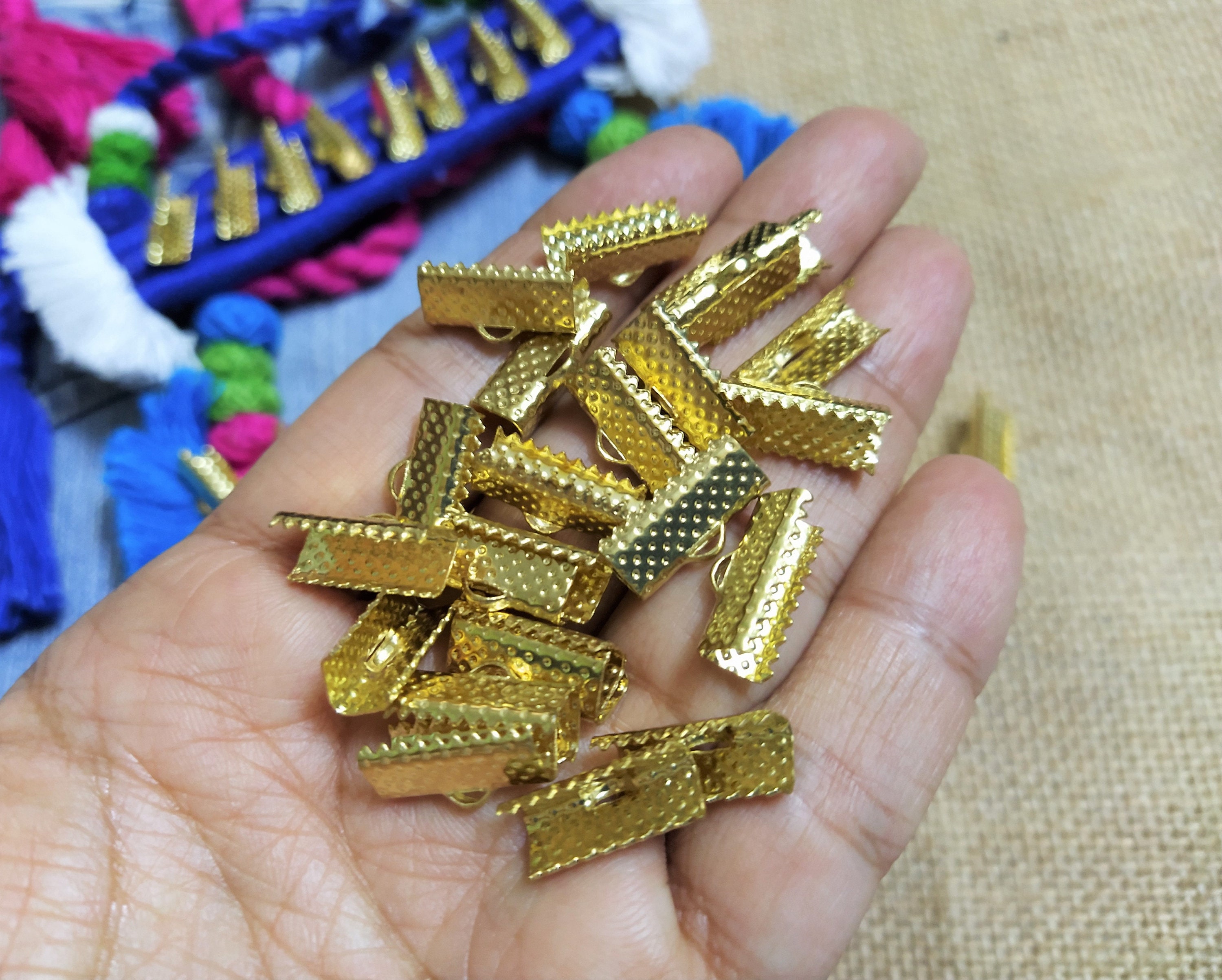 16 MM Gold Plated Metal Ribbon Crimp Cord End Clasp Ribbon Etsy