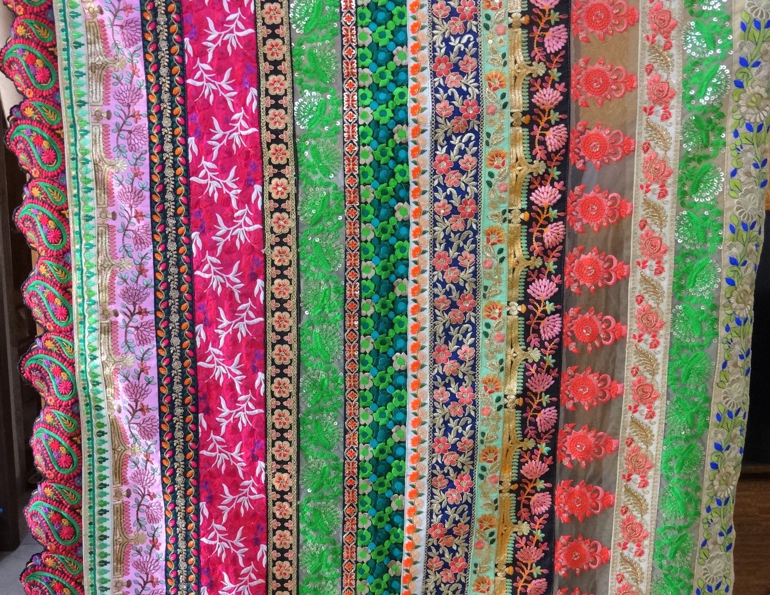 Indian Embroidered Fabric, Lace Work Fabrics, Indian Textile, Boho