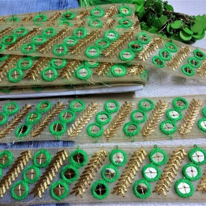 Indiase trim, geborduurde Zari Lace, decoratieve naaien trim, Sari grens, netto stof Lace, bruids Lace, ambachtelijke lint-9 werven licht groen