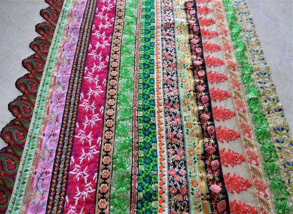 Indian Embroidered Fabric Lace Work Fabrics Indian Textile Boho