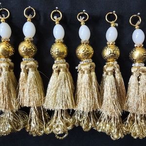 Tassels, Beaded Tassels, Zari Tassels, Bridal Tassels, Decorative Tassels, Saree Blouse Tassels, Indian Tassels, Latkans - 2 pcs