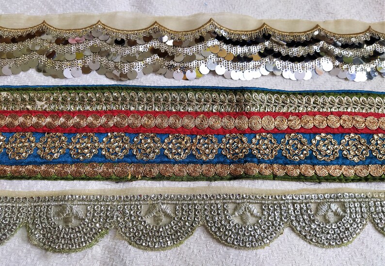 Indian Trims Embroidered Decorative Laces Sari Borders Scrap Etsy