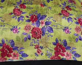 Indian Fabric, Printed Dupioni Silk Fabric, Indian Textiles, Craft Supplies, Crafting Sewing Costumes Home Decor - 0ne meter
