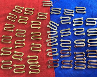 Sterling Silver Small Smooth Flat Asymmetrical S Hook Clasp Supplies Gold S Clasp Board Disc Hanger Hardware Curtain Hooks - choose color