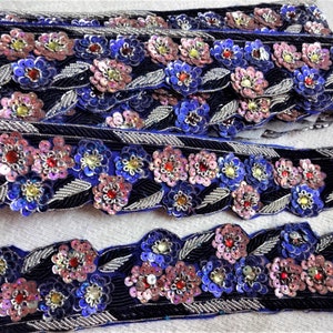 Indiase geborduurde kant, decoratieve Zardosi trim, Sari grens, stof kant, Zari Kundan kant, bruids trim, naaien kostuum lint - 50 "