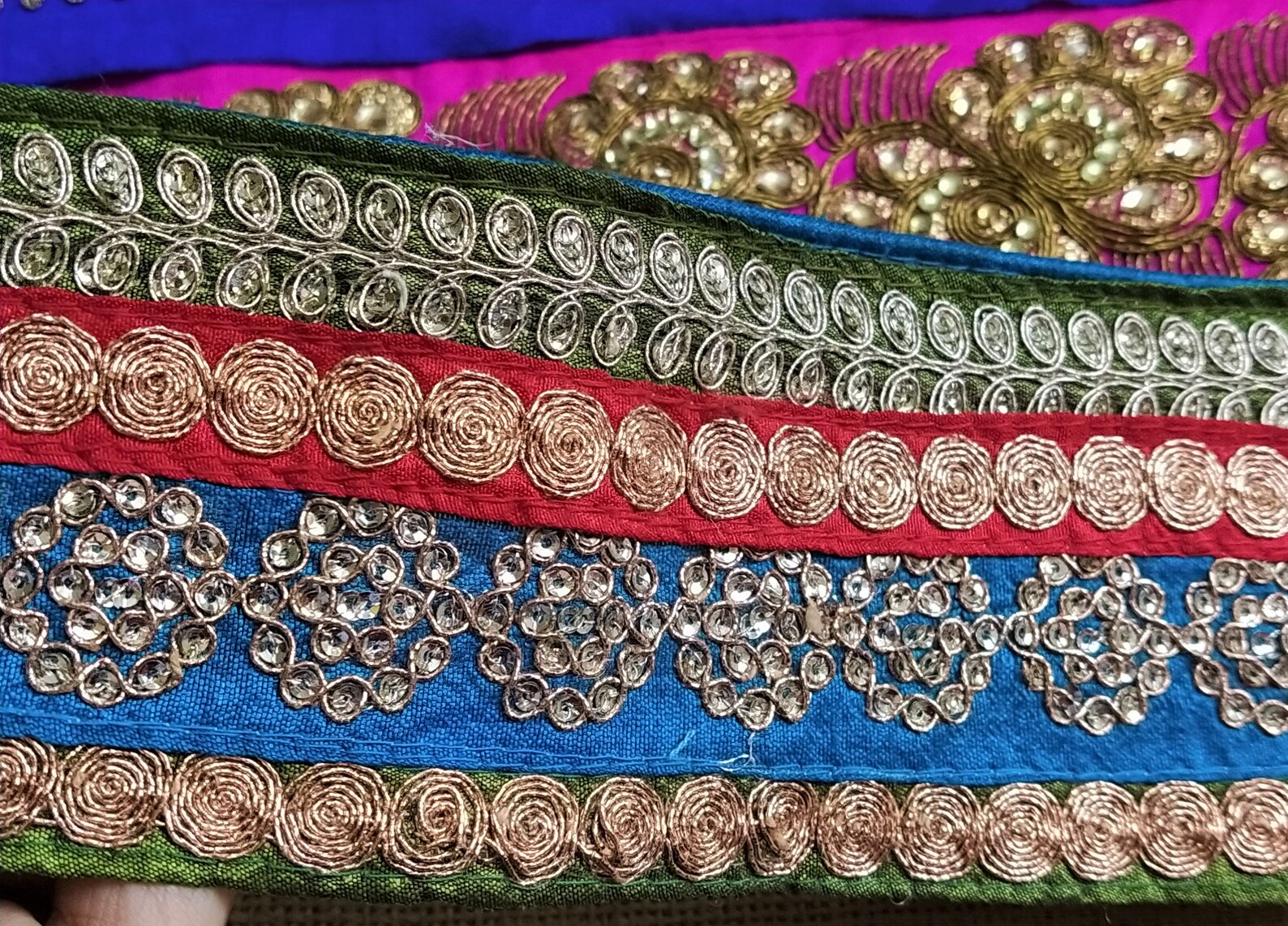 Indian Embroidered Trims fabrics Remnants Scrap Material Boho Etsy