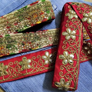 Indian Trims Geborduurd decoratieve Gota Laces Sari Borders Scrap Material Boho Journal Supplies Naaien Crafting Linten-set van 2