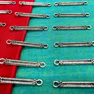 Antique Silver Stick Bars Connector Metal Charms DIY Accessories for Earrings Jewelry Making Materials - 18 pcs