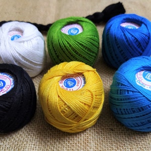 Indian Threads, Hand Embroidery Cotton Yarn Balls - for Crochet, Knitting, Gift wrapping, Crafting, Macrame, Jewelry Making- set of 6