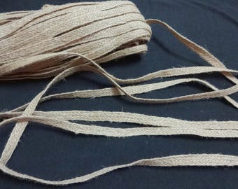 Yute trenzado de 7 a 8 mm, cinta de encaje de yute, ribete de arpillera, cinta de arpillera, yute indio, cinta plana de yute natural - 25 metros