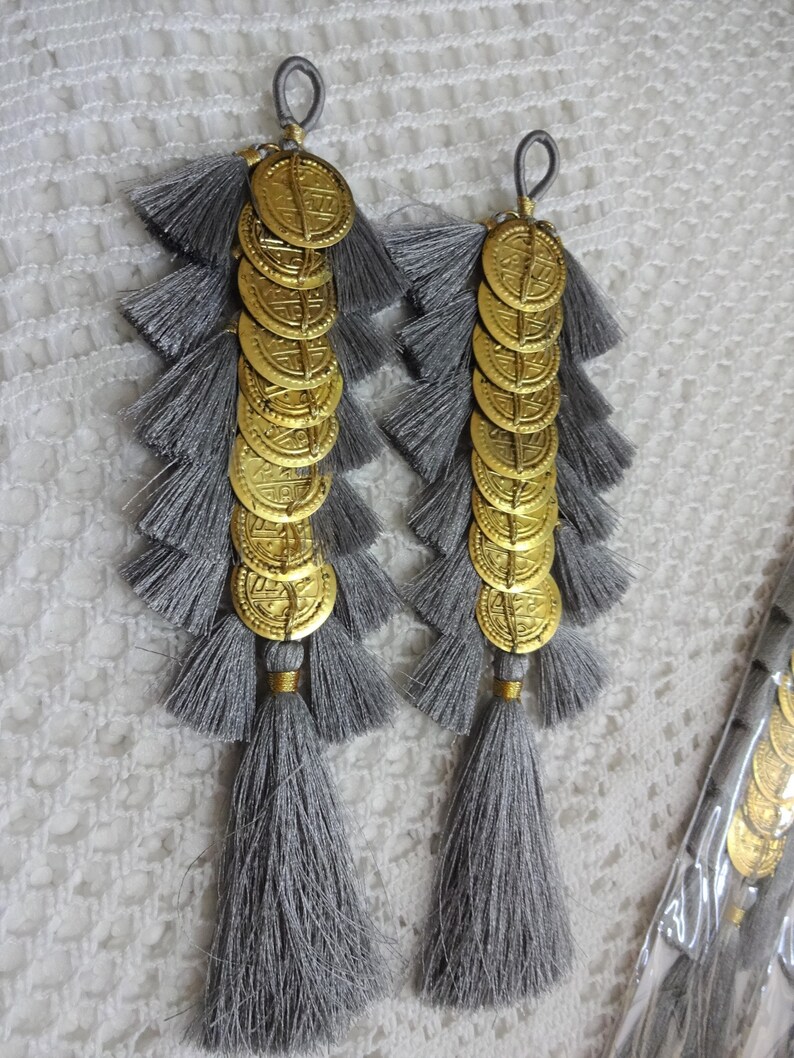TASSELS Brass Coin Tassels Beaded Charms Sari Blouse Etsy