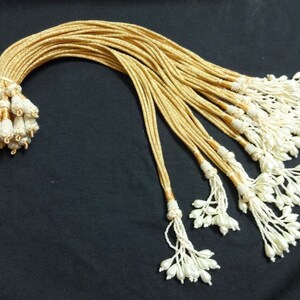Fil de collier réglable fait main, cordon pour bijoux de collier indien avec glands, fournitures pour bijoux Zari Dori - lot de 6 Ivoire image 3