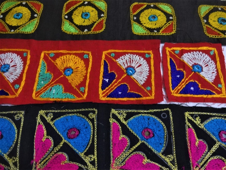 Kutch Embroidered Square Ethnic Sew on Patches Fabric Etsy