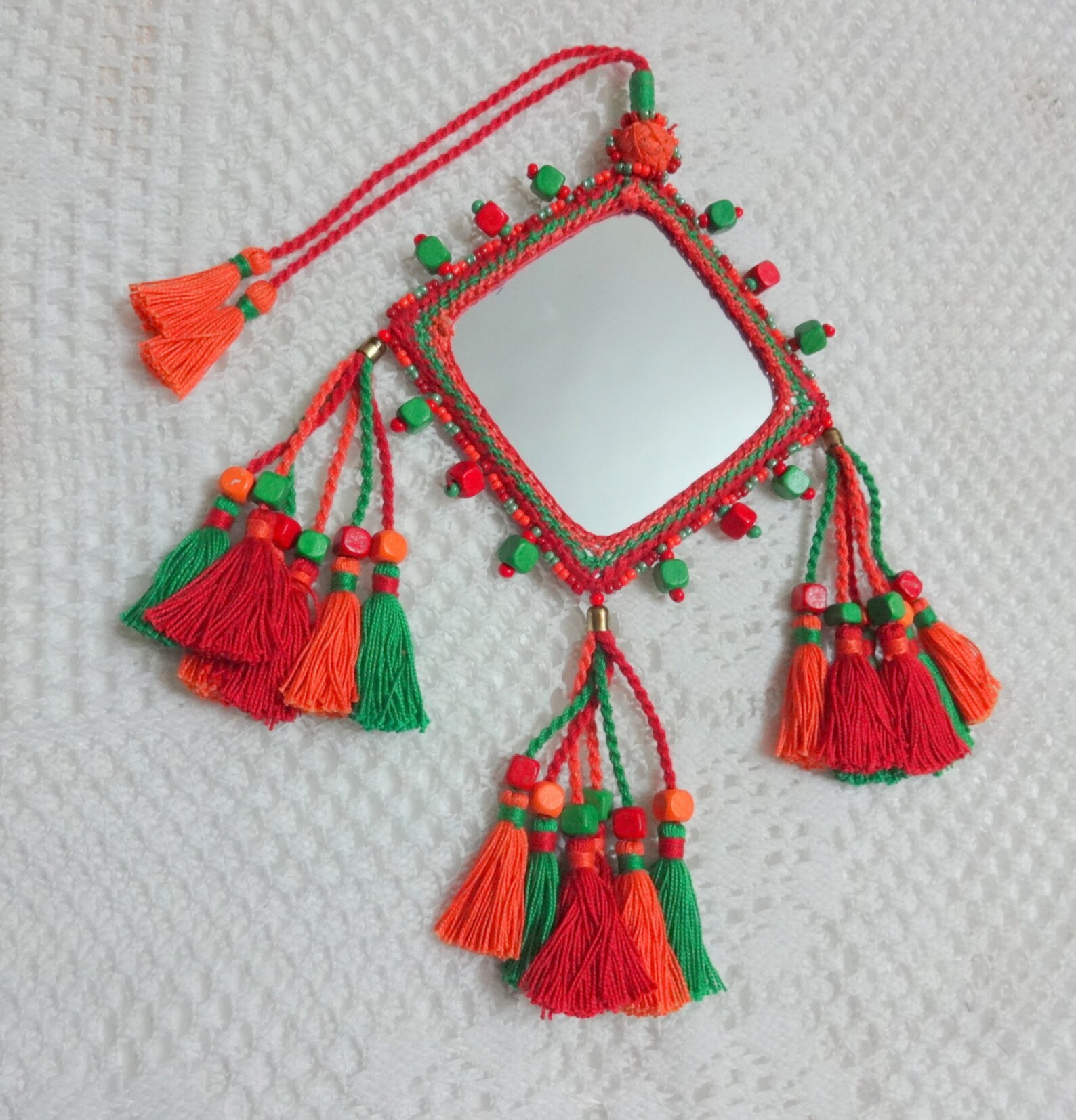 Large Mirror Indian Tassel Purse & Handbag Decoration Mirror Etsy