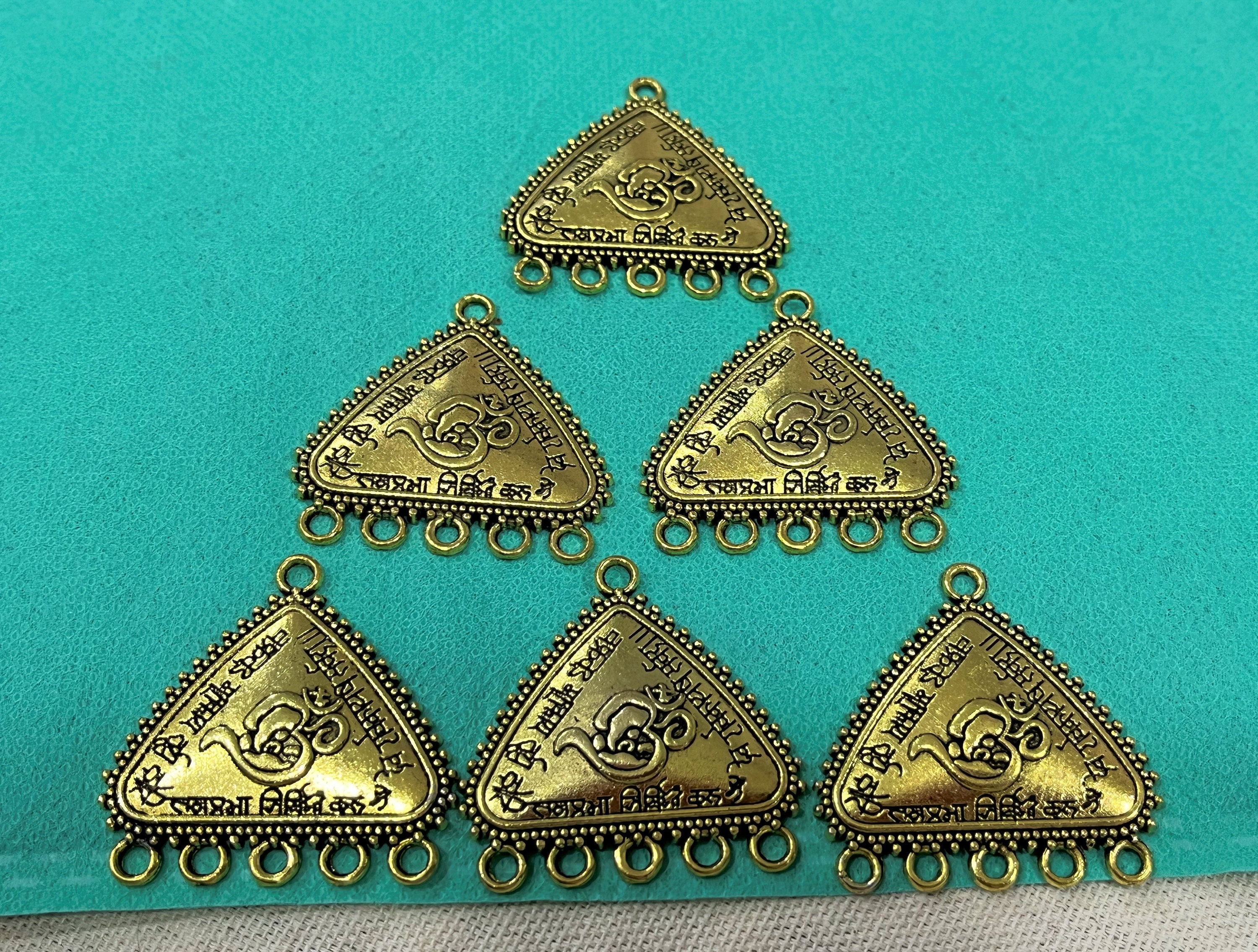 Antique Gold Metal Pendants Ethnic OM Necklace Pendants Etsy