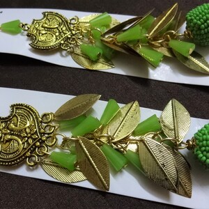 Tassels, Mini Tassels, Craft Supplies, Indian Tassels, Charm Tassels, Pendant Tassels, Decorative Tassels - set of two Green