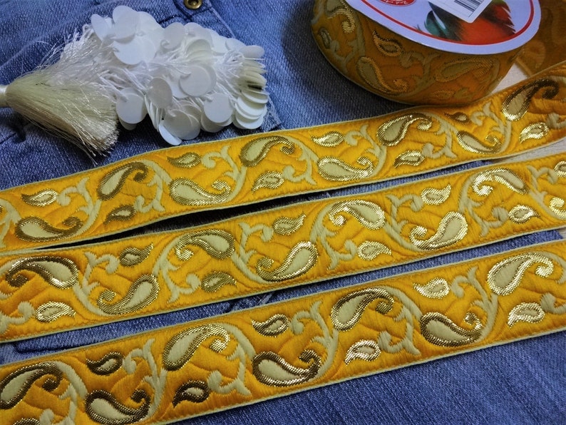 Indian Trim Indian Lace Embroidered Paisley Fabric Tape Etsy