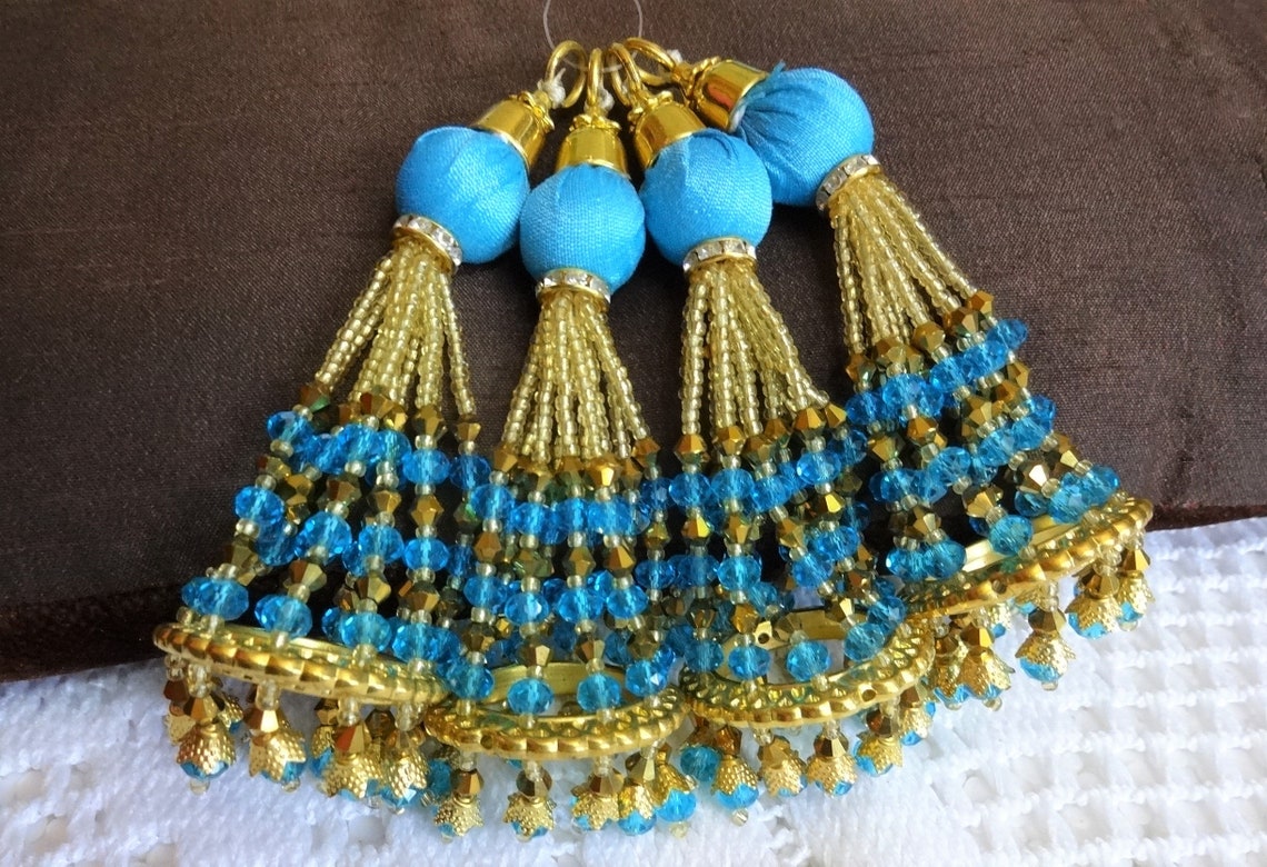 Indian Tassels Beaded Tassels Fabric Ball Tassels Bridal Etsy