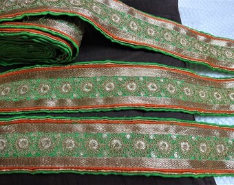 Indian Lace, Ethnic Trim, Sari Border, Fabric Lace, Indian Zari Trim - One Meter Decorative Ribbon