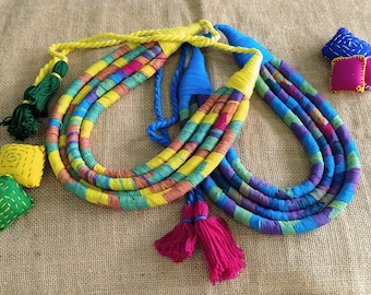 Adjustable Handmade Necklace Cord, Indian Necklace Jewelry Fabric Wrapped Cord, Jewelry Supplies, Choker Cord - Choose color - 1 pc