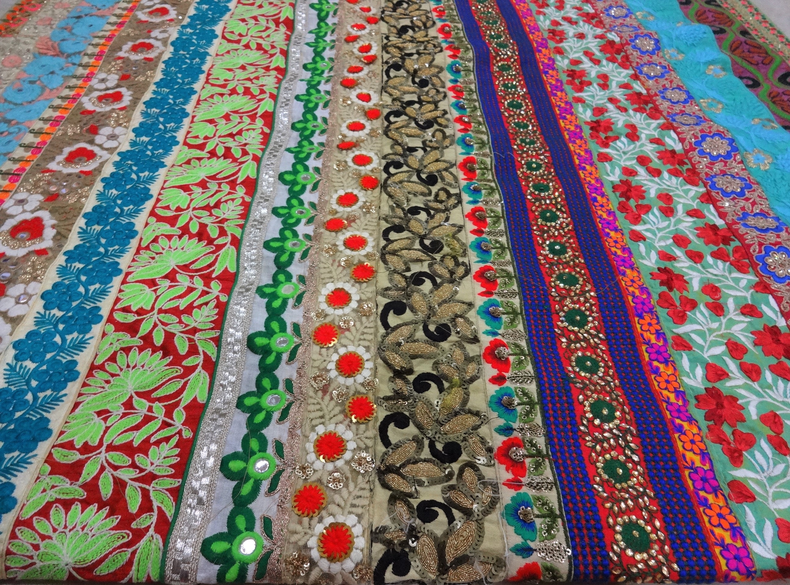 Indian Fabric Embroidered Fabric Lace work fabrics Indian Etsy