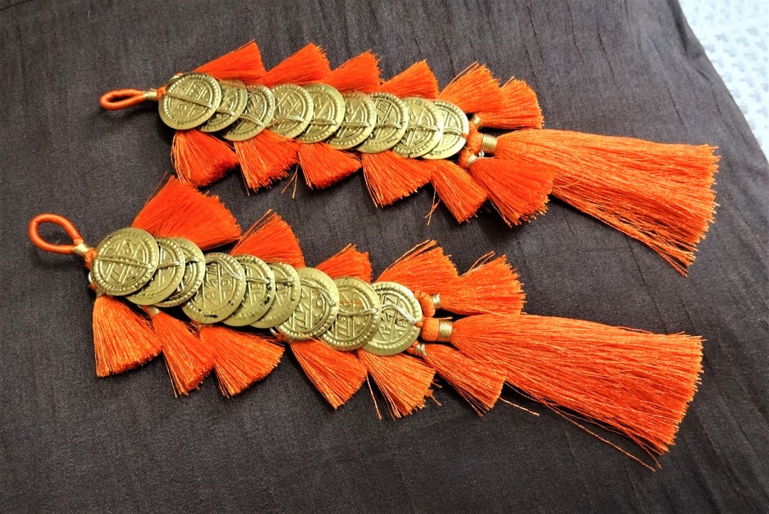 TASSELS Brass Coin Tassels Beaded Charms Sari Blouse Etsy