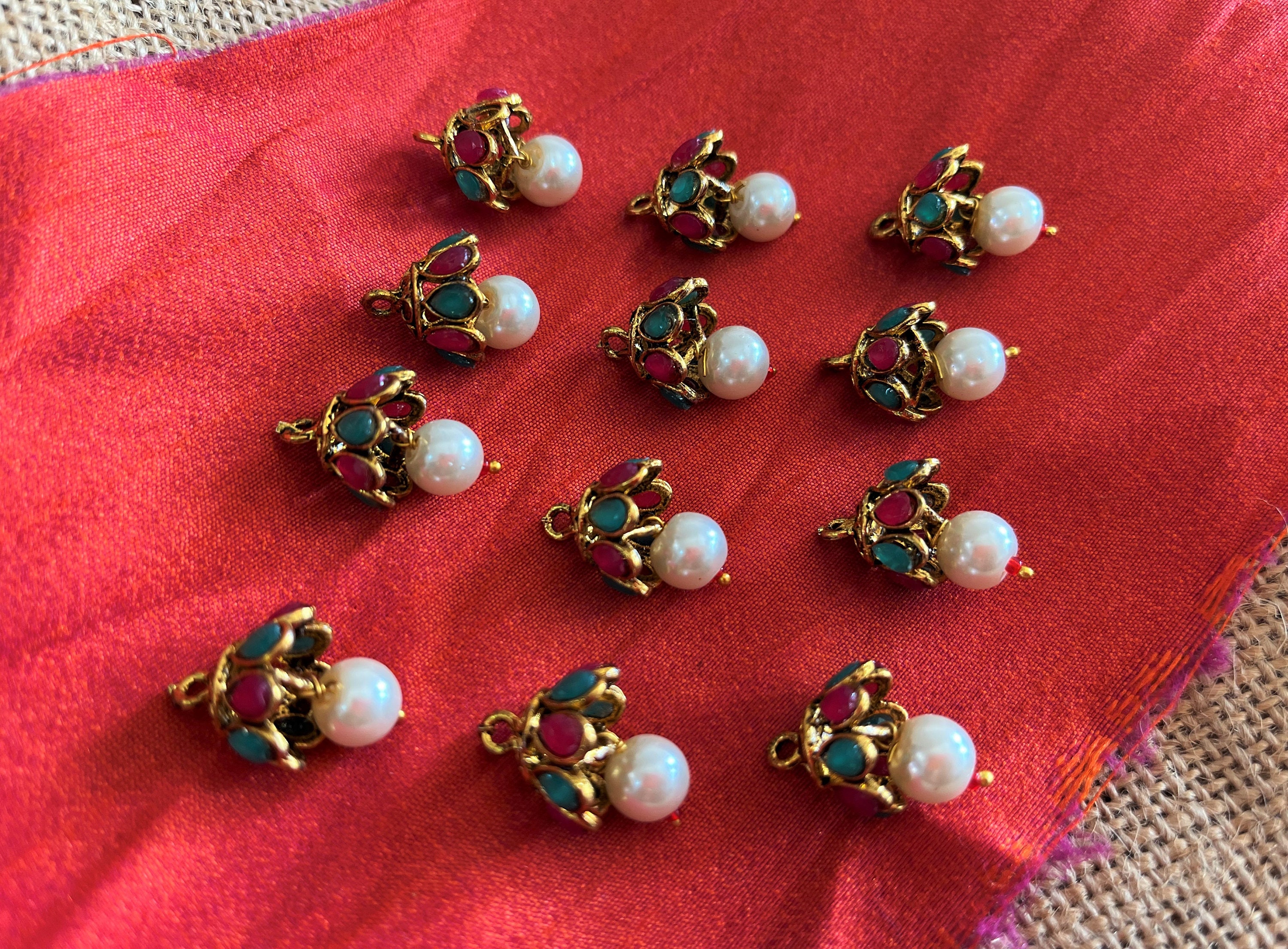 Antique Gold Tone Metal Findings, Indian Ethnic Earring Jhumka Pendants…