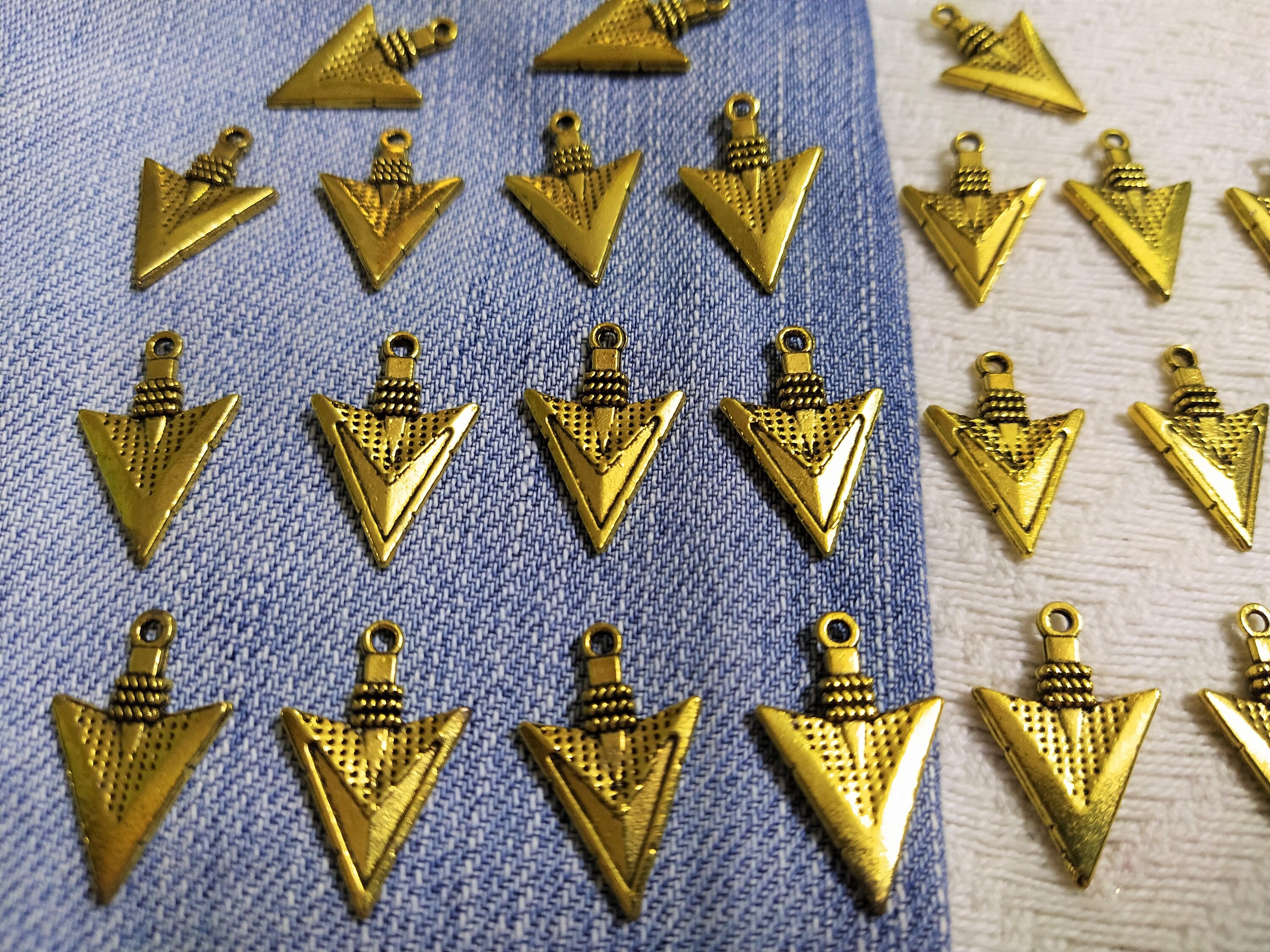 Antique Gold Arrow Head Charms Indian Jewelry Supplies Etsy