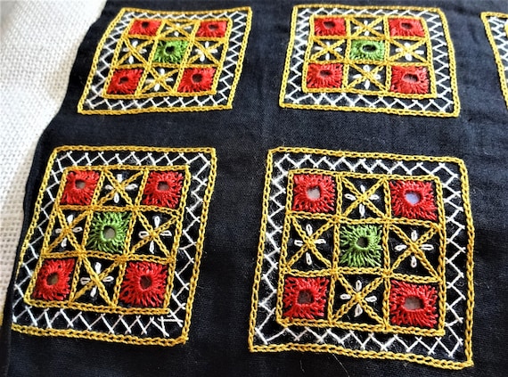 Kutch Hand Embroidered Multicolored Square Ethnic Sew on Patch