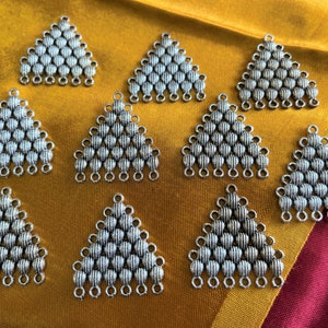 Antique Silver Tone Metal Pendants, Ethnic Necklace Charm Pendants, Tribal Jewelry Supplies, Indian pendants - set of 10