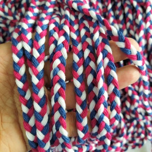 Cordón de algodón trenzado, cinta de algodón, cuerda de joyería de hilo de algodón trenzado de 7 mm, cordón de algodón indio plano con cordón - 15 yardas