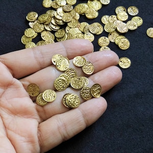 Brass Coins, Coin Charms, Coin Stampings, 10 mm Antique Brass Charms, Indian Brass, Belly Dancing Jewelry Craft Costume - 400 pcs Round