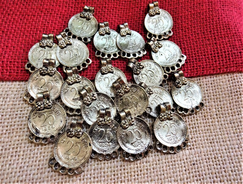 18 MM Metal Coin Charms Jewelry Supplies Indian Coins Etsy