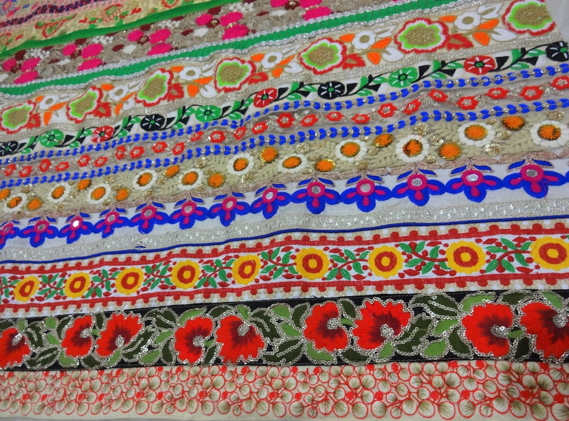 Indian Fabric Embroidered Fabric Lace work fabrics Indian Etsy
