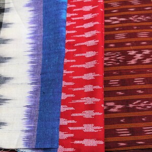 Indiase gedrukte katoenen stof, Ikat Stof, Indiase etnische Boho naaien Craft Textiel, DIY Scrapbooking Restanten - Set van 3