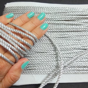 3 mm Silver Twisted Cord / - Argento Filo di zari, SilverTwisted Rope for Decorating,Crafting,Scrapbooking,Upholstery Cord - 10 Yards