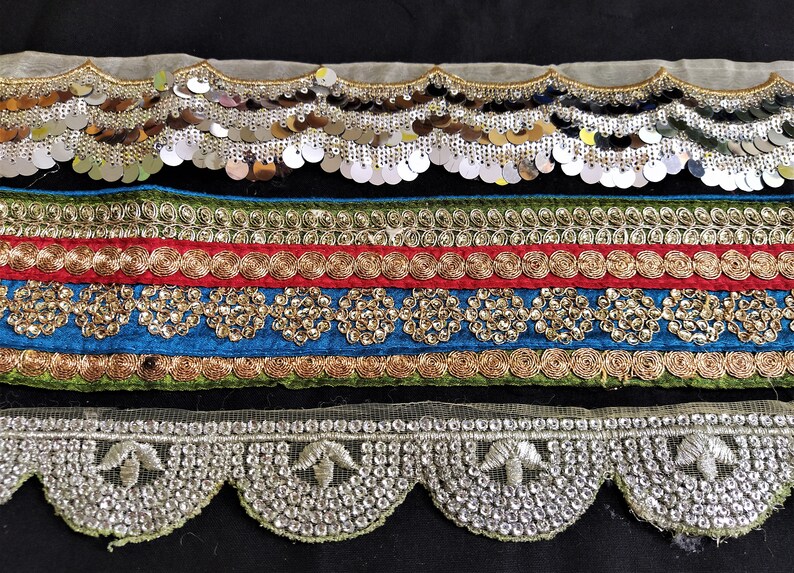 Indian Trims Embroidered Decorative Laces Sari Borders Scrap Etsy
