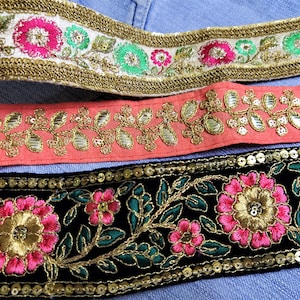 Indian Trims Geborduurd decoratieve Gota Laces Sari Borders Scrap Material Boho Journal Levert Naaien Crafting Linten-set van 3