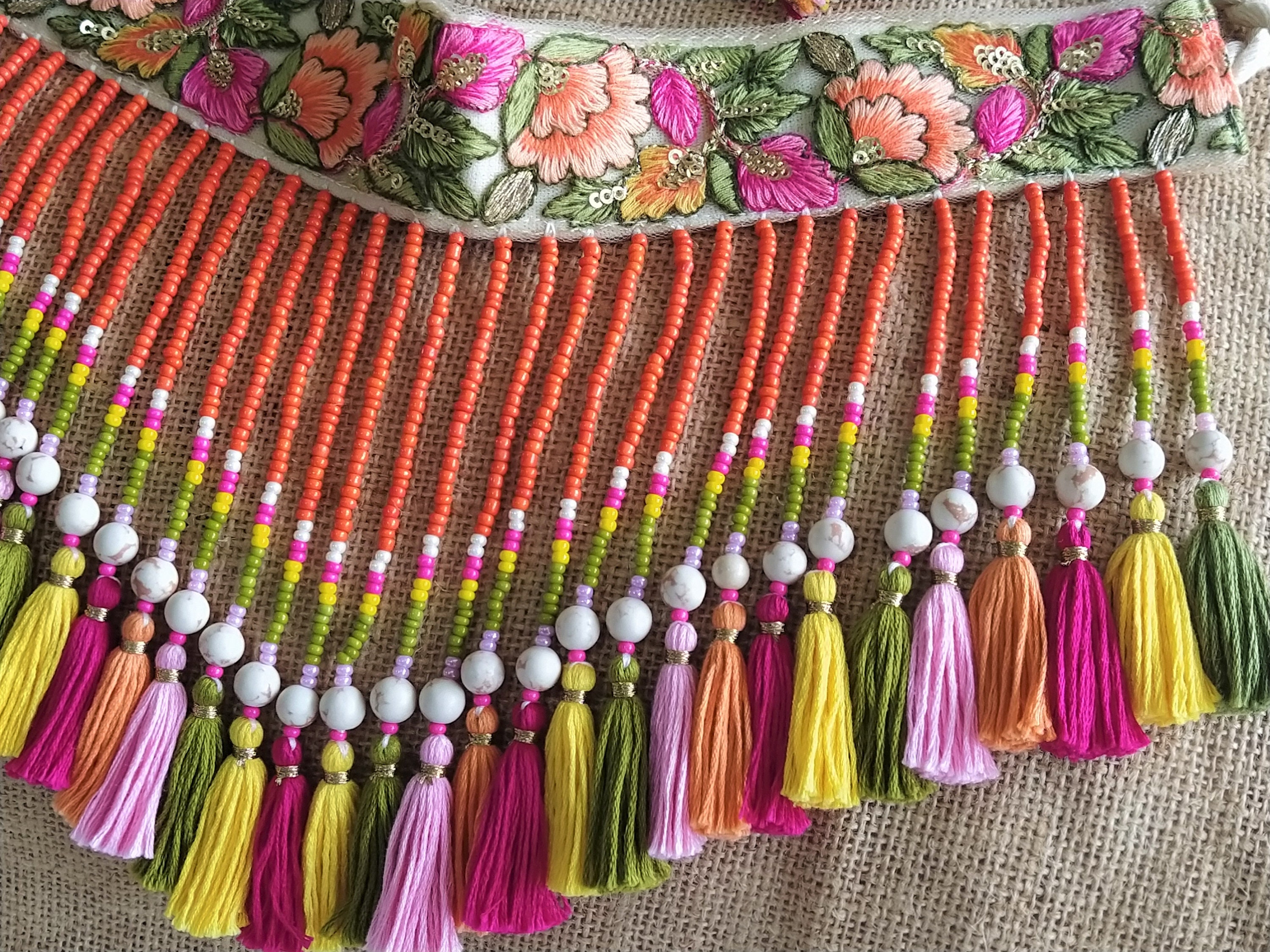 Indian Handmade Fabric Jewelry Ethnic Tribal Fringe Necklace Etsy