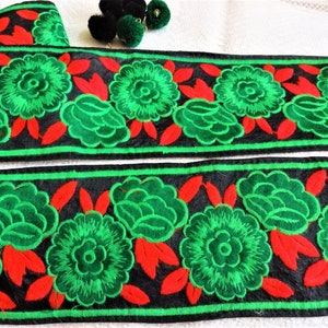 Guarnição decorativa, renda indiana, borda saree, renda bordada de algodão, guarnição étnica, fita floral indiana - 2,5 metros