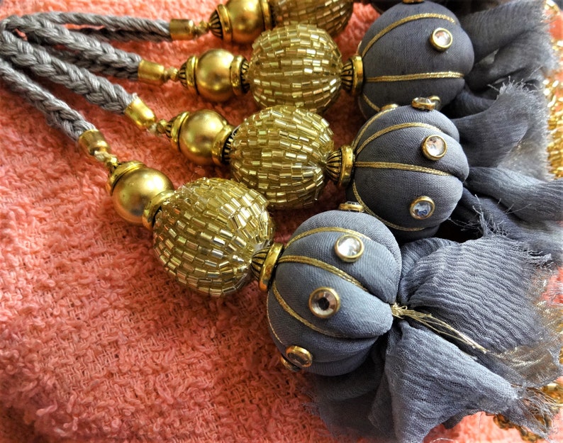 Indian Tassels Beaded Ball Tassels Decorative Kundan Zari Etsy