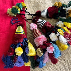 Indian Silk Tassels, Embellishment, Big Decorative Tassels, Curtain Drapery, Vintage Style Home Decor, Tuscany Style, Destash  - set of 4