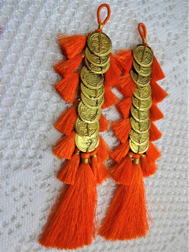 TASSELS Brass Coin Tassels Beaded Charms Sari Blouse Etsy