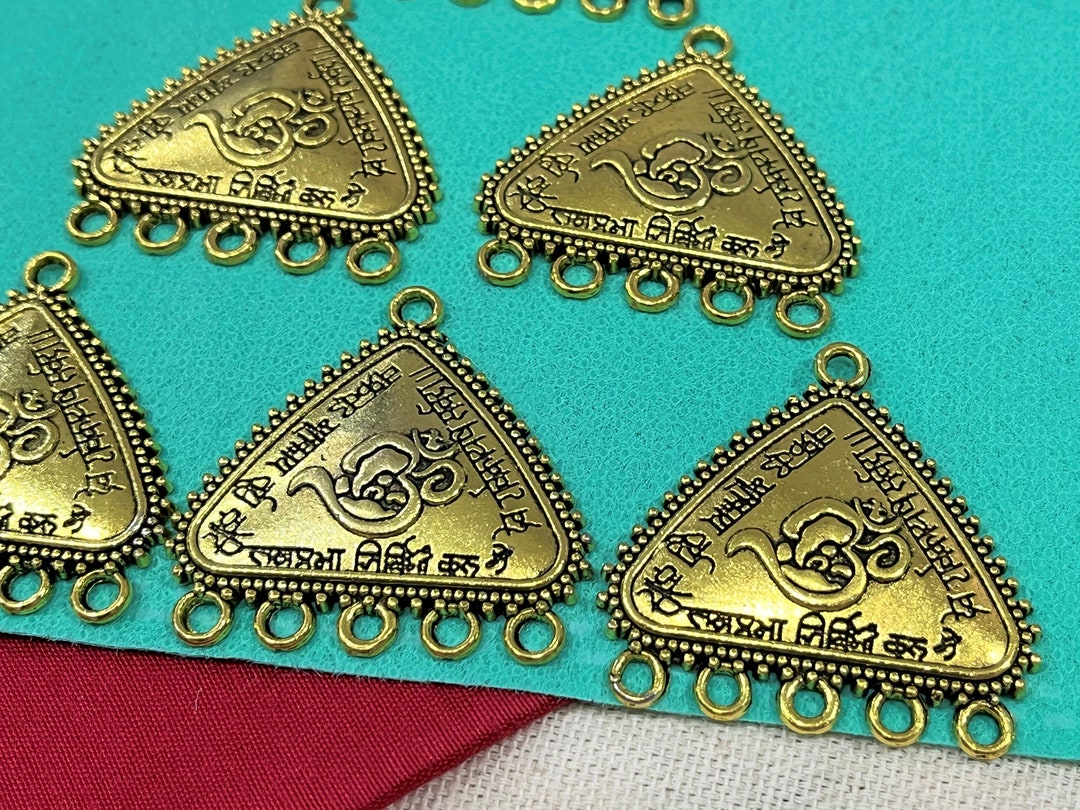 Antique Gold Metal Pendants Ethnic OM Necklace Pendants Etsy